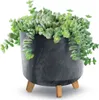 Cremefarbener Blumentopf mit Fuß GRACIA TUBUS BETON EFFECT Produktbild-Vorschau 3