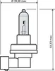 A technical drawing of a car headlight bulb with dimensions indicated. Anteprima dell’immagine prodotto