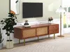 OKWISH Meuble TV avec 2 Portes Coulissantes Effet Rotin et Voir les images du produit 3