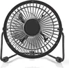 A black metal desk fan with two support legs. Produktbild-Vorschau