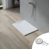 SMC Duschwanne 100x70cm weiß Steinoptik mit Ablaufgarnitur Produktbild-Vorschau 2