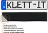 A license plate and a close-up of a license plate holder with a peel-off backing. Produktbild-Vorschau