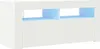 A white media console with blue LED lighting. Produktbild-Vorschau