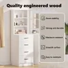 vidaXL Vysoký sekretář se zásuvkami Bílý 40 x 41 x 135 cm Náhled obrázku produktu 4