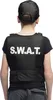 A child wearing a black S.W.A.T. vest and a black cap, shown from the back. Produktbild-Vorschau