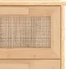 A close-up view of a wooden sideboard with a rattan insert. Anteprima dell’immagine prodotto