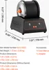 A product shot of a black electric polishing machine with dimensions and specifications displayed. Podgląd zdjęcia produktu