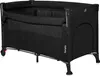 A black travel crib is shown from a slightly elevated side angle against a white background. Voir les images du produit