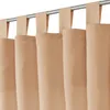 A close-up view of beige fabric curtains hanging from a metal rod. Náhled obrázku produktu