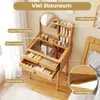 Tavolo da trucco COSTWAY in bambù, tavolo cosmetico con Anteprima dell’immagine prodotto 4