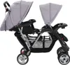 vidaXL Tandemový kočík Steel Grey and Black Náhľad obrázku produktu 3