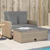 vidaXL Gartensofa mit Kissen 2-Sitzer Beige Poly Rattan Produktbild-Vorschau 2