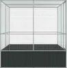 A large, empty aviary made of metal and mesh, with a dark base. Náhled obrázku produktu