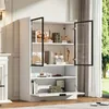 Vysoká vitrína Merax s 16barevným LED osvětlením, moderní Náhled obrázku produktu 9