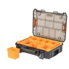 An open storage organizer box with multiple compartments and a separate small bin. Podgląd zdjęcia produktu