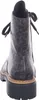 A rear view of a brown and black leopard print lace-up boot with a thick black sole. Voir les images du produit