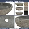 DELUKE® Naturstein Waschbecken oval - Flussstein | Produktbild-Vorschau 5
