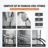 A collage of images showing different parts of a stainless steel shower system. Anteprima dell’immagine prodotto