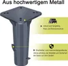 A close-up of a dark gray metal umbrella base sleeve with descriptive text and icons. Náhľad obrázku produktu