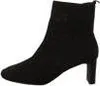 A black ankle boot with a block heel is shown against a white background. Produktbild-Vorschau