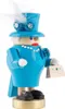 A wooden nutcracker figure of Queen Elizabeth II, dressed in a blue outfit and hat, holding a handbag. Produktbild-Vorschau