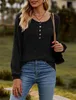 ASKSA Damen Langarmshirt Rundhals Knoepfen Rippstrick Produktbild-Vorschau 4