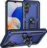 Three views of a blue smartphone case with a ring holder and kickstand. Anteprima dell’immagine prodotto