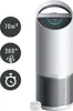 A white and silver air purifier is shown with three circular icons on the left side detailing its features. Anteprima dell’immagine prodotto