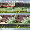 A four-panel image demonstrating the installation method of a garden edging product. Produktbild-Vorschau