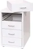A white metal roll container with three drawers visible and one drawer pulled out. Produktbild-Vorschau
