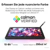 A graphic display tablet with a stylus, showcasing a colorful abstract image on its screen, with marketing text and logos above. Podgląd zdjęcia produktu