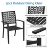 A black outdoor dining chair with multiple close-up shots highlighting its features. Produktbild-Vorschau