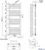 Technical drawing of a radiator with dimensions and installation details. Náhled obrázku produktu