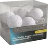 A clear plastic box containing a string of 10 white raffia ball LED lights. Produktbild-Vorschau