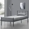 A minimalist bedroom scene featuring a single bed. Produktbild-Vorschau