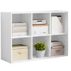 A white cube storage unit with various items organized on its shelves. Náhled obrázku produktu