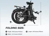 A diagram showing the folding dimensions of an electric bicycle. Produktbild-Vorschau
