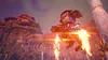 A futuristic robot with jetpacks is flying in a rocky, alien landscape. Produktbild-Vorschau