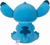 The back view of a blue Stitch plush toy sitting down. Podgląd zdjęcia produktu