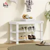 Panca porta scarpe HOMCOM in bambù con 2 ripiani, 70x28x45 Anteprima dell’immagine prodotto 2