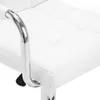A close-up view of a white bar stool seat and armrest. Produktbild-Vorschau