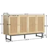 Kommode,Sideboard mit echtem Rattangeflecht, Küchenschrank Produktbild-Vorschau 2