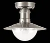 A silver outdoor ceiling light fixture with a clear glass dome. Anteprima dell’immagine prodotto