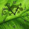 Wallario Design Wanduhr Gecko Schatten auf grünem Blatt - Produktbild-Vorschau 1