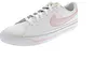 A white Nike Court Legacy shoe with pink accents. Voir les images du produit
