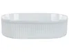 BELIANI Waschbecken Weiß Keramik Oval 49x31 cm Geriffelt Produktbild-Vorschau 1