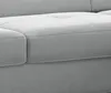 A close-up view of the upholstered side and seat of a gray sofa. Produktbild-Vorschau