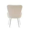 The back view of a beige upholstered chair with a ribbed texture and silver metal legs, isolated on a white background. Náhled obrázku produktu