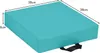 A turquoise square cushion with dimensions indicated by text. Produktbild-Vorschau