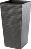 A tall, square, dark gray planter with a textured, ribbed surface. Náhled obrázku produktu